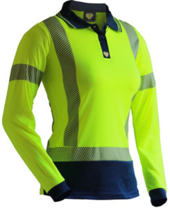 D/N L/S Segmented Tape Microfibre Polo Women’s Yellow/Navy Empyre Workwear Pac&hellip;