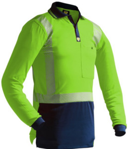 D/N L/S Segmented Tape Microfibre Polo Yellow/Navy Empyre Workwear Packaging & Hygiene
