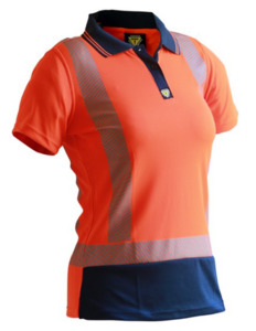 D/N S/S Segmented Tape Microfibre Polo Women’s Orange/Navy Empyre Workwear Pac&hellip;