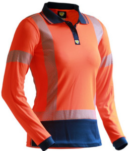 D/N L/S Segmented Tape Microfibre Polo Women’s Orange/Navy Empyre Workwear Pac&hellip;