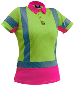 D/N S/S Microvent® Premium Polo Women’s Yellow/Pink Empyre Workwear Packaging&hellip;