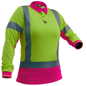 D/N L/S Microvent® Premium Polo Women’s Yellow/Pink Empyre Workwear Packaging&hellip;