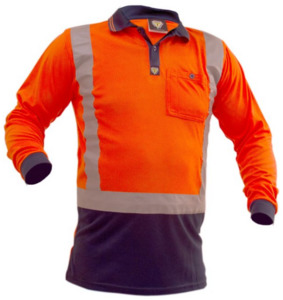Products: D/N L/S Microfibre Polo Orange/Navy Empyre Agri Essentials