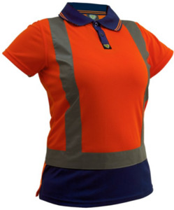D/N S/S Microfibre Polo Women’s Orange/Navy Empyre Workwear Packaging & Hygiene