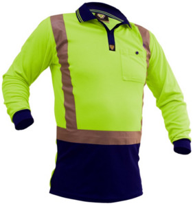 Products: D/N L/S Microfibre Polo Yellow/Navy Empyre Workwear Packaging & Hygiene