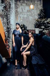 Tessa Dress - Leather Lace and Silk Crepe de Chine