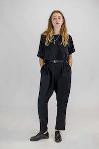 Simple Silks: Silk Crepe De Chine Dining Trouser with V Waist Yoke and Pockets