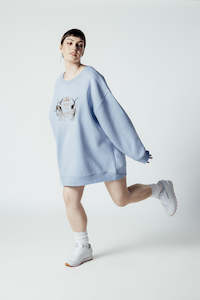 Winter Is Coming: Empire of Genius Sweater/Dress in Powder Blue with Embroidered Silvers and Golds