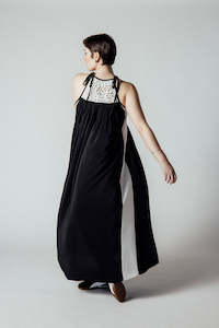 Jump In Lux Leisure: Black and White Leather Lace Dress