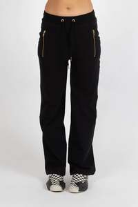 Womens Bottoms: Federation Loose Leg Escape Trackies - Black/Gold