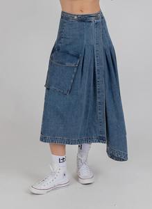 Womens Bottoms: Federation Present Skirt - Washed Blue