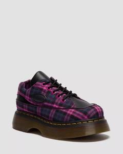 Womens Footwear: Dr. Martens Buzz 5 Eye Shoe - Black Pink Multi Tartan Woven Sendal