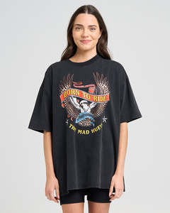 Womens Tops: The Mad Hueys BORN TO RIDE | WOMENS OVERSIZED TEE