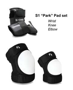 Safety Gear: S1 Park Pad Set Knee/Elbow/Wrist - Black/White