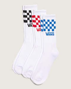Vans: Vans Classic Check Crew Socks 3 Pack - White