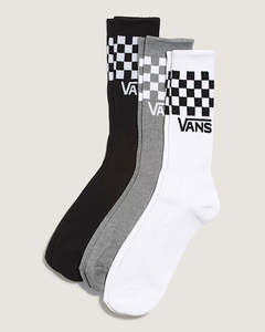 Vans Classic Check Crew Socks 3 Pack - Black/White