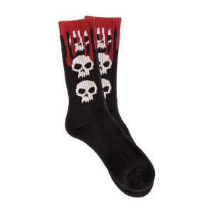 Mens Socks: Zero 3 Skull Blood Crew Socks