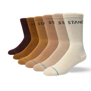 Mens Socks: Stance Origin 6 Pack Crew Socks