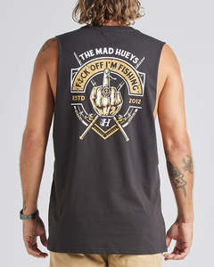 Mens Singlets Tanks: The Mad Hueys Fk Off Im Fishing Muscle