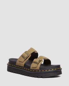 All Footwear: Dr Martens Myles Slide - Savannah Tan Tumbled Nubuck