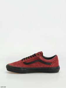 Vans Footwear: Vans Skate Old Skool - Hairy Suede Black / Burgundy