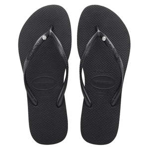 All Footwear: Havaianas Slim Swarovski II Crystal Flip Flops - Black