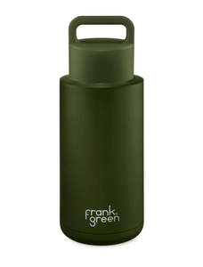 Frank Green Khaki Ceramic Reusable Bottle (Grip Finish) with Grip Lid - 1,000ml (34oz)