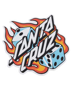All Mens: Santa Cruz Flaming Dice Dot Matte Sticker