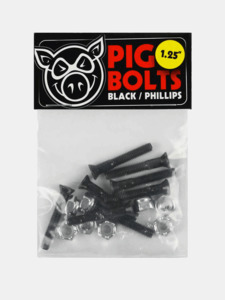Parts: Pig Wheels Bolts 1.25" Phillips Bolts - Black
