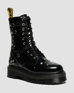 Dr. Martens Jadon Hi HDW Studded 10 Eye Boot - Black Buttero