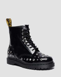 Womens Footwear: Dr. Martens 1460 HDW Studded 8 Eye Boot - Black Buttero