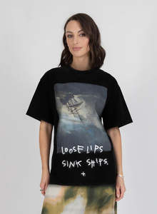 Federation Goode Tee - Loose Lips - Washed Black