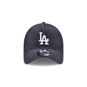 Mens Headwear: New Era Los Angeles Dodgers Washed Denim Black 9FORTY A-Frame Trucker