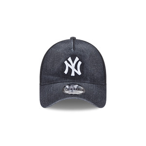 Mens Headwear: New Era New York Yankees Washed Denim Black 9FORTY A-Frame Trucker