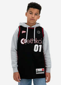 Youth 5 15 Years: Ethika Boys Familie Basketball Jersey Black