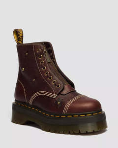 All Footwear: Dr. Martens Sinclair Flower 8 Eye Platform Leather Boot - Dark Brown Grizzly