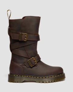 Dr. Martens Anistone Strap High Leather Boot - Dark Brown Crazy Horse