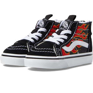 Vans Footwear: Vans Sk8-Hi Zip Toddlers Pixel Flame Black / Red