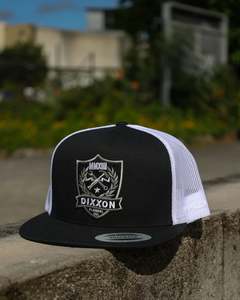 All Headwear: Dixxon Shield Flat Bill Snapback Black/White