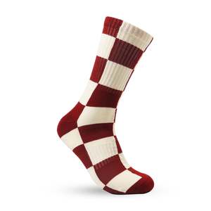 Globe Singles Crew Sock - Maroon/Natural Check