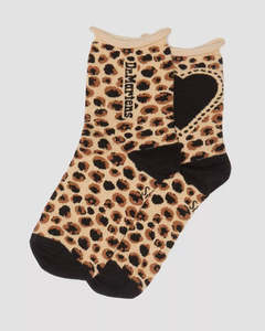 Dr. Martens Heart Organic Cotton Blend Socks - Light Tan / Mini Leopard Spot Print