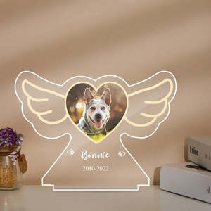 Affordable Pet Accessories: Personalized Pet Photo Lamp Custom Name Angel Wings Night Light