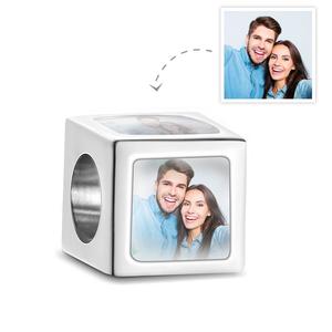 Custom Four-Sided Photo Charm Square Copper Charm Creative Gift