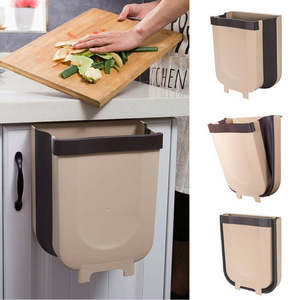 Folding Waste Bin Kitchen Cabinet Door Hanging Trash Bin Trash Can Wall Mounted &hellip;
