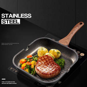 Steak frying pan multifunctional steak frying special pot stripe rice stone non stick pot
