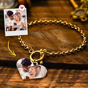 Personalized Photo Bracelet with Heart Pendant