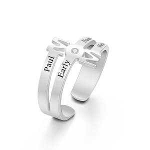 Valentines Day Gift 2024: Custom Engraved Ring Four Names Open Ring Creative Gift for Her