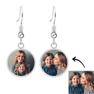 Personalized Photo Drop Earrings Two Photos Unique Jewelry