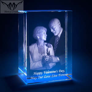 Special Occasions: 3D Laser Square Crystal Photo Frame With Love Custom Glass Cube