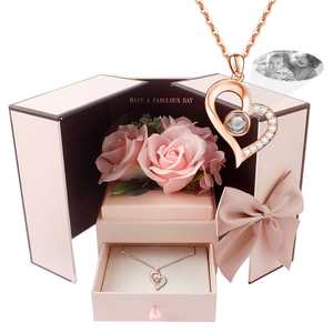 Photo Projection Necklace With Eternal Flower Jewelry Box Gifts for Mum or Your &hellip;